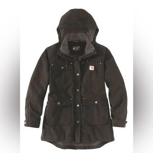 Women's Carhartt loose fit weathered duck coat.